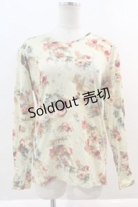 KANEKO ISAO / フラワー総柄長袖Tシャツ  ライトグリーン I-24-08-23-107-EL-TS-HD-ZT197