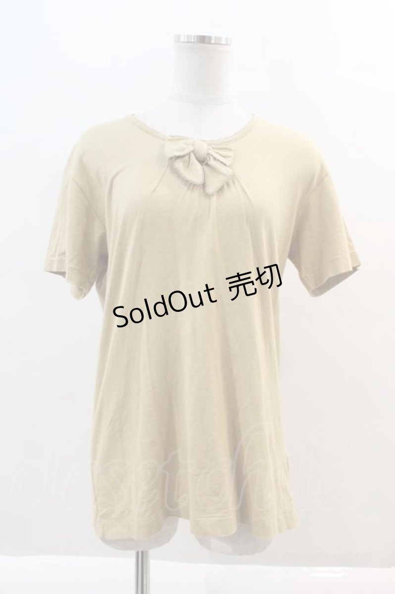 画像1: PINK HOUSE / リボン付き半袖Tシャツ  カラシ I-24-08-23-114-LO-TS-HD-ZT255 (1)