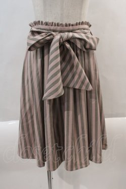 画像1: Amavel / トランプ刺繍ストライプスカート  ピンクｘグレー I-24-08-24-058-CA-SK-HD-ZY