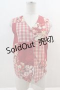 PINK HOUSE / フラワーチェックパッチワークベスト  赤 I-24-08-24-109-LO-TO-HD-ZT113