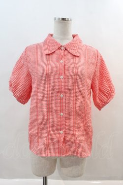 画像1: LEBECCA boutique / 太陽が射すチェックブラウス  赤Ｘ白チェック I-24-08-24-033-EL-BL-HD-ZT158