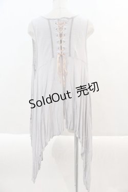 画像2: Ozz Croce / 後ろ編み下げ&裾ラメプリントジレ  グレーX黒Xピンク I-24-08-30-043-OO-TO-HD-ZT115