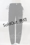 NieR Clothing / 高品質SIDE BRAID×2FAKE ZIP STYLISH PANTS  ブラック I-24-08-30-062-PU-PA-HD-ZI