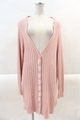 PINK HOUSE / ロゴワッペン使い透かし編みニットカーディガン  ピンク I-24-08-30-077-LO-TO-HD-ZT368