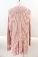 画像2: PINK HOUSE / ロゴワッペン使い透かし編みニットカーディガン  ピンク I-24-08-30-077-LO-TO-HD-ZT368 (2)