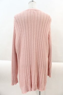 画像2: PINK HOUSE / ロゴワッペン使い透かし編みニットカーディガン  ピンク I-24-08-30-077-LO-TO-HD-ZT368