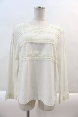 画像1: INGEBORG / レースボーダーカットソープルオーバー 4(11号) 白 I-24-08-30-088-LO-TO-HD-ZT027