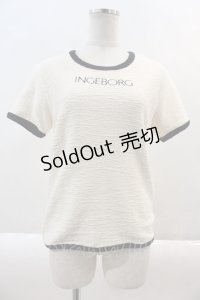 INGEBORG / パイピングロゴTシャツ  オフ×ブラック I-24-08-30-089-LO-TS-HD-ZT416