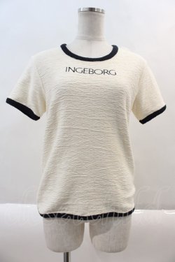 画像1: INGEBORG / パイピングロゴTシャツ  オフ×ブラック I-24-08-30-089-LO-TS-HD-ZT416