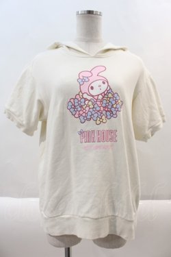 画像1: PINK HOUSE / PINK HOUSEＸマイメロディ半袖フーディ  アイボリー I-24-08-30-101-LO-TO-HD-ZT033