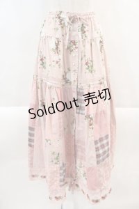 PINK HOUSE / 野いちごの森プリントパッチワークスカート  ピンク I-24-09-05-044-LO-SK-HD-OS