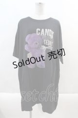 Candy Stripper / やぶれべあ BIG TEE  黒 I-24-09-09-011-PU-TO-HD-ZT336