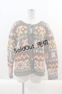 画像1: PINK HOUSE /  お花ボタンニットカーディガン(ブラウン)  ブラウン I-24-09-09-113-LO-TO-HD-ZT038