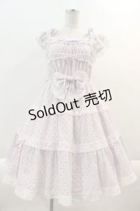 BABY,THE STARS SHINE BRIGHT / Innocent Ribbon Lace シャーリングジャンパースカート  ラベンダー I-24-09-09-018-BA-OP-HD-ZI
