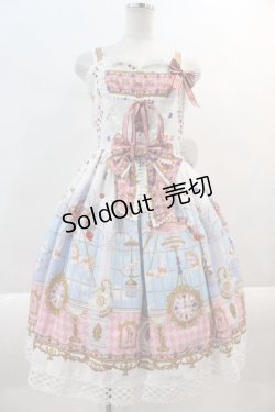 画像1: BABY,THE STARS SHINE BRIGHT / Alice in the Crystal Palace柄Heartジャンパースカート  白 I-24-09-09-020-BA-OP-HD-ZI