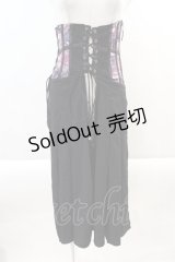 Qutie Frash / ダブルZIP鶴オーバースカートコルセット  黒Ｘパープル I-24-09-12-092-QU-SK-HD-ZI