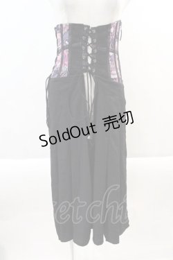 画像1: Qutie Frash / ダブルZIP鶴オーバースカートコルセット  黒Ｘパープル I-24-09-12-092-QU-SK-HD-ZI