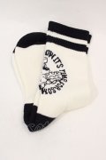 Candy Stripper / CANDY LOGO RIB SOCKS  白Ｘ黒 I-24-09-12-117-PU-ZA-HD-ZT424