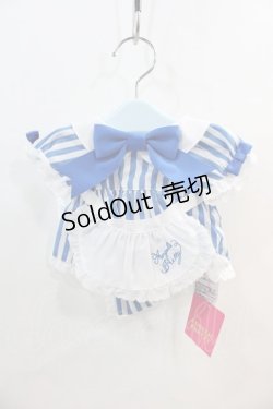 画像1: Angelic Pretty / リリカルバニーストライプダイナーウェアSet  青 I-24-09-12-120-AP-ZA-HD-ZT-K015