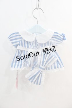 画像2: Angelic Pretty / リリカルバニーストライプダイナーウェアSet  青 I-24-09-12-120-AP-ZA-HD-ZT-K015