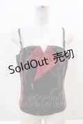 Qutie Frash / ライダースコルセット  黒Ｘ赤 I-24-09-12-039-QU-ZA-HD-ZI