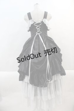 画像2: ATELIER PIERROT / ロングバッスルジャンパースカート  黒Ｘ白 I-24-09-16-079-EL-OP-HD-ZI