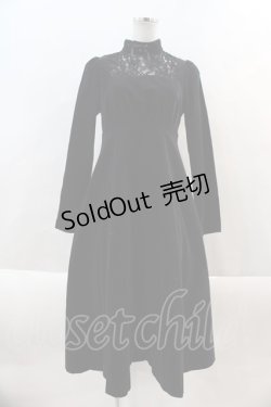 画像1: BPN / レース切り替えハイネック別珍ワンピース M 黒 I-24-09-18-069-GO-OP-HD-ZI