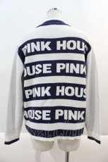 画像2: 【SALE】PINK HOUSE / PINK HOUSE ロゴボーダーニットカーディガン  白Ｘ青 I-24-09-20-053-LO-TO-HD-ZT039 (2)