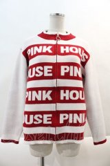 PINK HOUSE / PINK HOUSE ロゴボーダーニットカーディガン  白Ｘピンク I-24-09-20-054-LO-TO-HD-ZT041