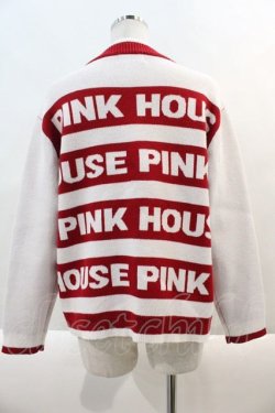 画像2: PINK HOUSE / PINK HOUSE ロゴボーダーニットカーディガン  白Ｘピンク I-24-09-20-054-LO-TO-HD-ZT041