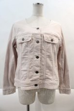 画像1: 【SALE】PINK HOUSE / ノーカラーデニムジャケット 4(L) ベビーピンク I-24-09-20-057-LO-CO-HD-ZT390 (1)