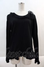画像1: 【SALE】PINK HOUSE / リボンチュール襟カットソー  黒 I-24-09-20-027-LO-TO-HD-ZT353 (1)
