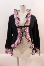 画像1: 【SALE】gouk 雅 / サクラフリル柄ボレロ  黒Ｘ紫Ｘ白 I-24-09-26-034-GO-TO-HD-ZT192 (1)