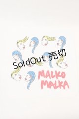 MALKOMALKA / G タオルハンカチ  白ｘ青ｘ黄色 I-24-09-27-022-PU-ZA-HD-ZT305