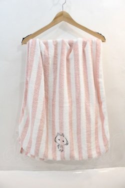 画像1: NieR Clothing / G ストライプブランケット  ピンクｘ白 I-24-09-27-046-PU-ZA-HD-ZT-K016