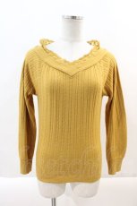 画像1: 【SALE】axes femme / デコルテレースアップフード付きニット  イエロー I-24-09-28-012-AX-TO-HD-ZT152 (1)