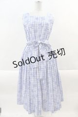 Jane Marple / Picnic clothスクエアドレス  青ｘ白 I-24-10-01-041-JM-OP-HD-ZI