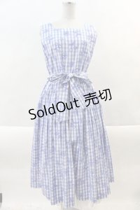 Jane Marple / Picnic clothスクエアドレス  青ｘ白 I-24-10-01-041-JM-OP-HD-ZI