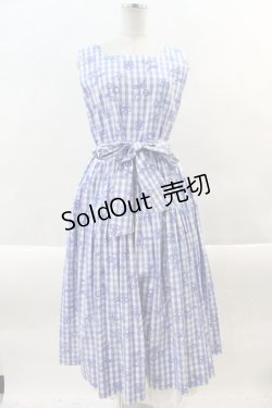 画像1: Jane Marple / Picnic clothスクエアドレス  青ｘ白 I-24-10-01-041-JM-OP-HD-ZI
