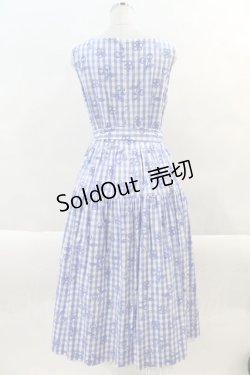 画像2: Jane Marple / Picnic clothスクエアドレス  青ｘ白 I-24-10-01-041-JM-OP-HD-ZI
