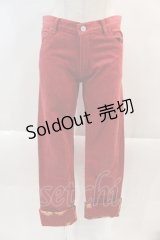 PINK HOUSE / 裾チェックくまさんハート柄デニムパンツ S 赤 I-24-10-01-110-LO-JA-HD-ZI