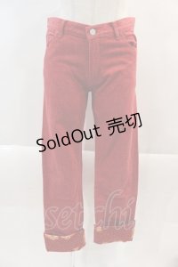 PINK HOUSE / 裾チェックくまさんハート柄デニムパンツ S 赤 I-24-10-01-110-LO-JA-HD-ZI