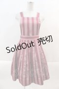 Jane Marple /  Dot Stripe Jacquardサロペットスカート  ピンク I-24-10-01-035-JM-OP-HD-ZI