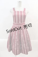 Jane Marple /  Dot Stripe Jacquardサロペットスカート  ピンク I-24-10-01-035-JM-OP-HD-ZI