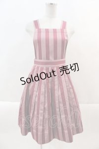 Jane Marple /  Dot Stripe Jacquardサロペットスカート  ピンク I-24-10-01-035-JM-OP-HD-ZI