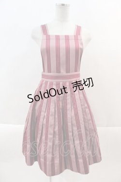 画像1: Jane Marple /  Dot Stripe Jacquardサロペットスカート  ピンク I-24-10-01-035-JM-OP-HD-ZI