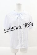 axes femme kawaii / ドットチュール半袖ブラウス M サックス I-24-10-05-010-AX-BL-HD-OS