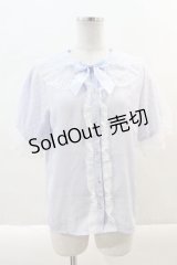 axes femme kawaii / ドットチュール半袖ブラウス M サックス I-24-10-05-010-AX-BL-HD-OS