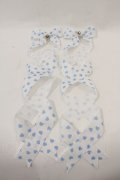 LOTUS ribbon / ACC ハート柄リボンバレッタ  白Ｘ青 I-24-10-05-122-EL-AC-HD-ZT437