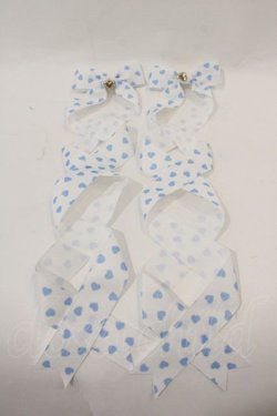 画像1: LOTUS ribbon / ACC ハート柄リボンバレッタ  白Ｘ青 I-24-10-05-122-EL-AC-HD-ZT437
